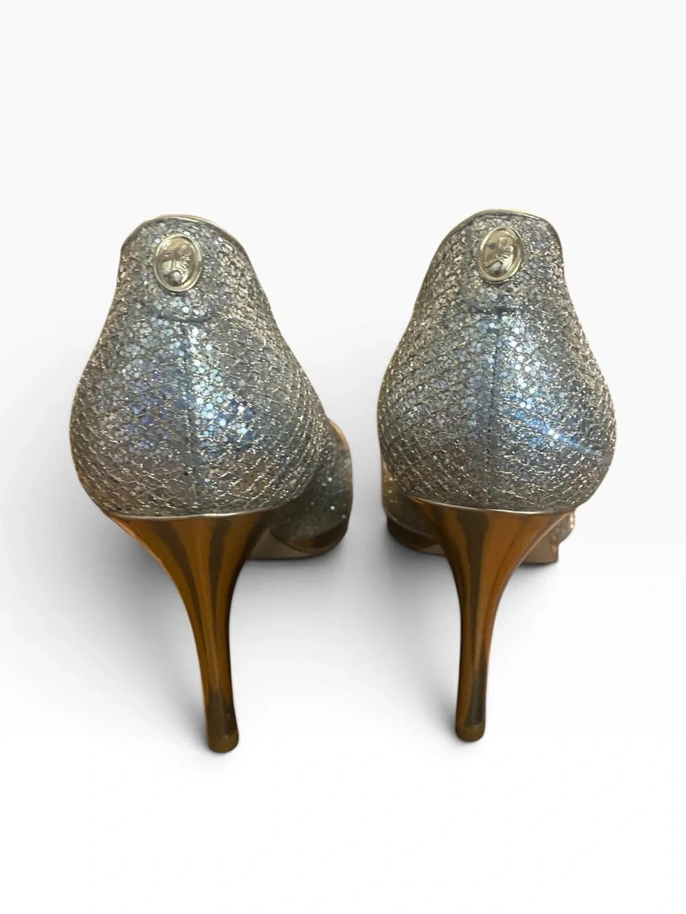 Ivanka Trump Sophia Silver Glitter Gold Pump Platform SZ 7